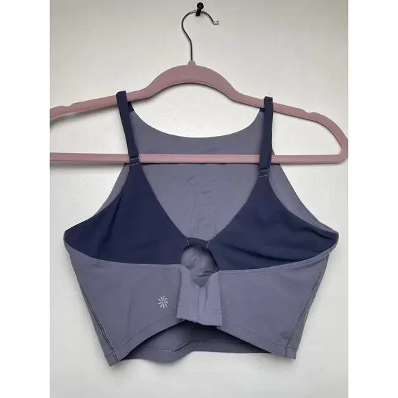 Athleta Sports Bra Padded High Neck Womens Size Small Purple Gym Top Running Bra - Picture 4 of 10